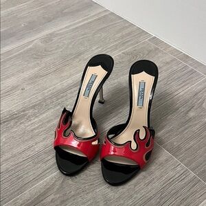 Prada Red and Black Flame Heels